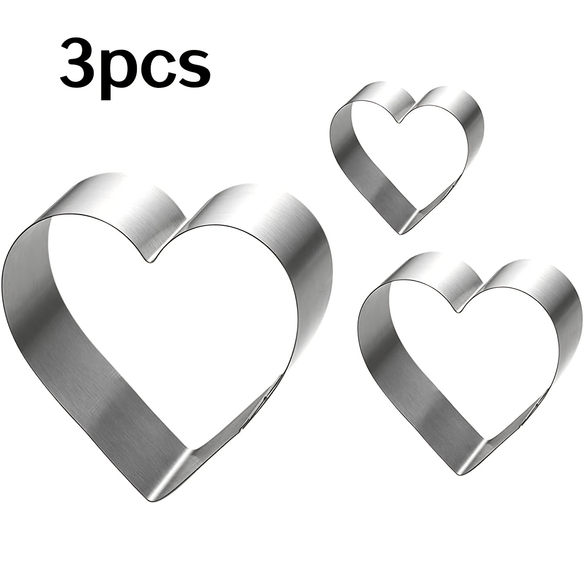 TEMU 3pcs Heart-shaped Cookie Cutter Set - Baking Tools, Handmade Tools, Easy To Disassemble And Clean, Valentine's Day Gift, Activity Party Pastry
