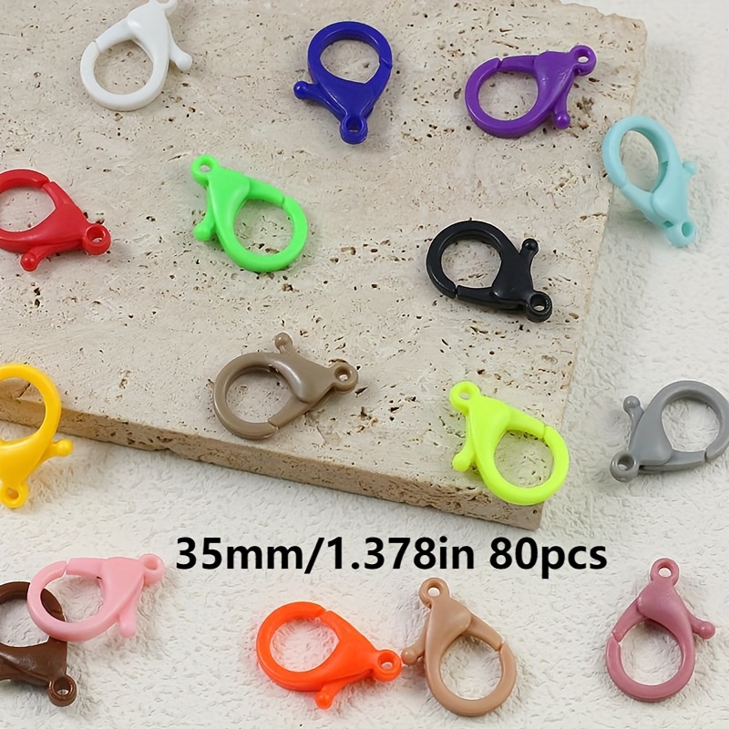 TEMU 15X25Mm/21X35Mm 80pcs Boucle de Cordon de Clés en Plastique Couleur Mélangée Colorée Fermoir à Ressort Rond Étui d'Écouteurs Ouvert Oreillette