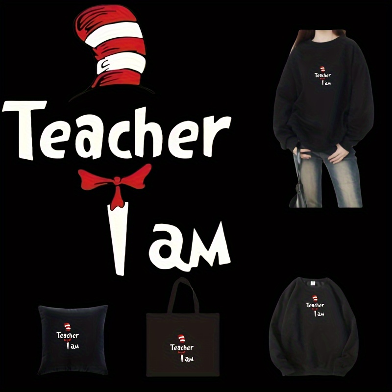 

Inspired Hat And Bow Teacher I Transfer Vinyl Decal - Mixed Color Iron-on Transfer Sticker For T-shirts, Pillows, Diy Crafts And Clothing Decoration