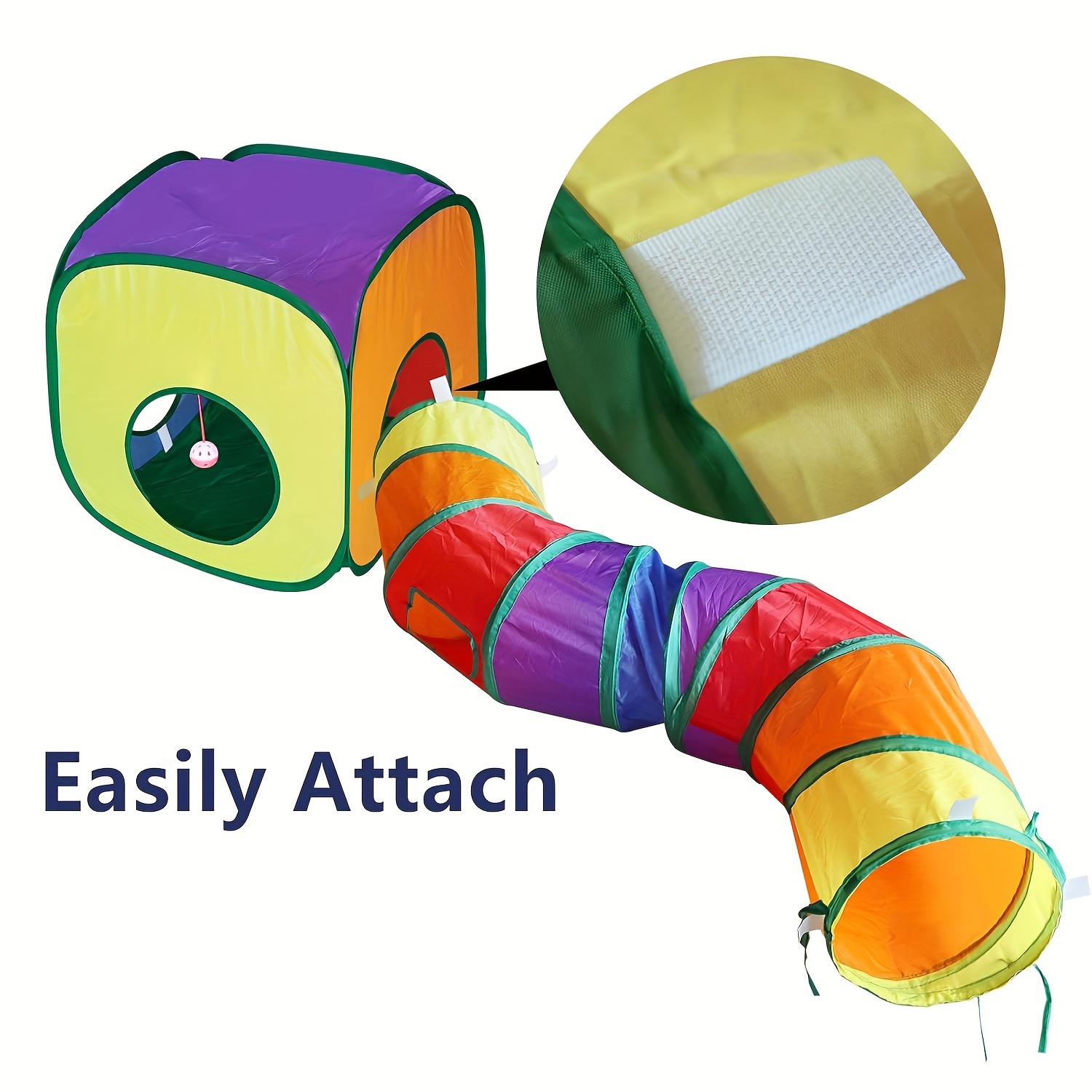 Alles-in-één Kattentunnel & Tunnelsysteem met Opklapbare Tent, Inklapbare Buis, Interactieve Speelbal & Bel - Stevige Kattentunnel met Ingang/Uitgang, Ruimtebesparend Binnenhuis voor Kittens, Puppy's, Konijnen - Eenvoudig Opzetten & Stevig Frame, Meerdere Kleuropties Beschikbaar (Zwart/Blauw/Wit) 