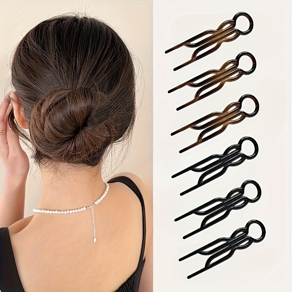 

5pcs Vintage Minimalist Oval Hair Clip Set - Matte , For Women' Curly Hairstyles