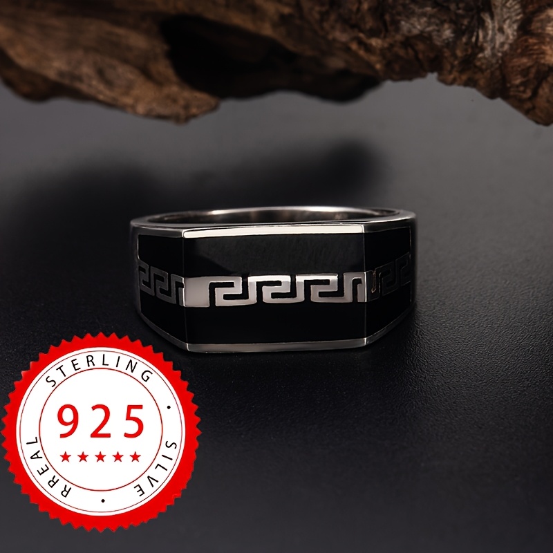 Image of 1pc S925 925 Silvery Plated Luxury Ring Men And Women High Quality Jewelry Festival Party Wear