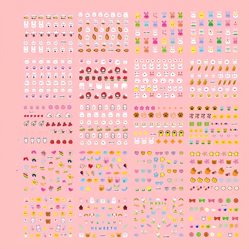 Image of 1/6/24 Sheets Random Style Nail Stickers Non-toxic And Odorless Luminous -the-dark Nail Stickers Nail Art Stickers Tearable Creative Interactive Stickers