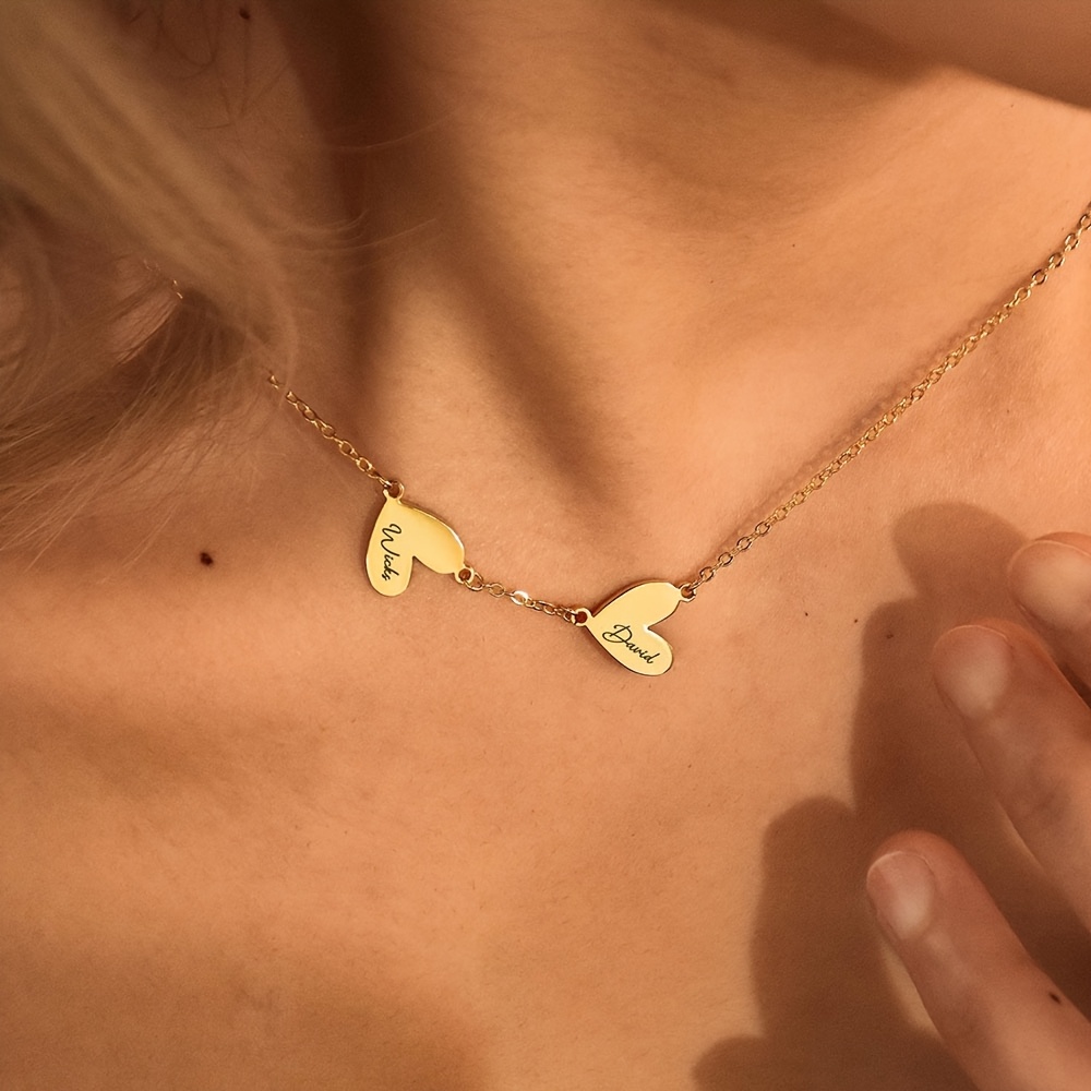 Personalized Engravable Heart Necklace, Custom Name/Message
