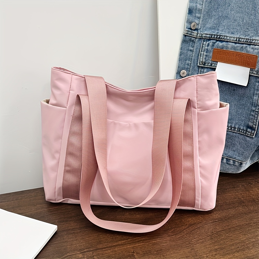TEMU Large Capacity Tote Bag With Zipper Closure, Minimalist Multi , Sturdy Shoulder Straps And , Suitable For Casual And Professional Handbags For
