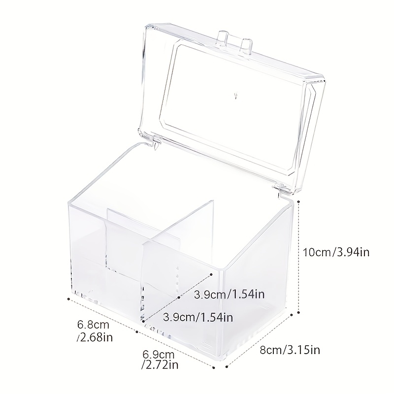 Image of 1pc Swab Storage Box, Acrylic Sheet Box, Dresser Box, Makeup Remover Tissue Box, Transparent Plastic, 3 Grid, With Cover For Dust