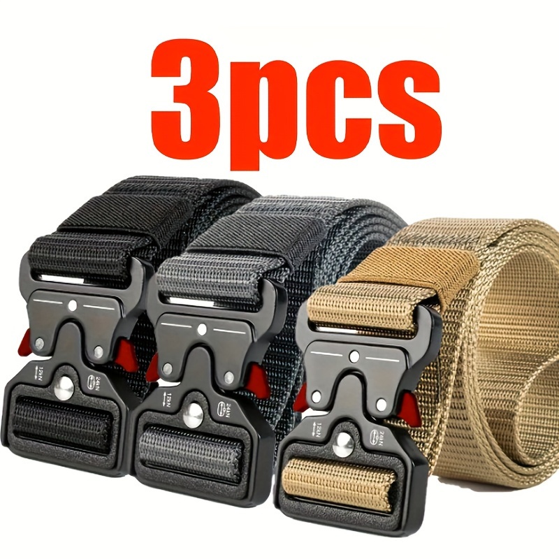 TEMU 1/2/3pcs Tactical Nylon For Men - Durable, -release Buckle | For Hiking & Camping