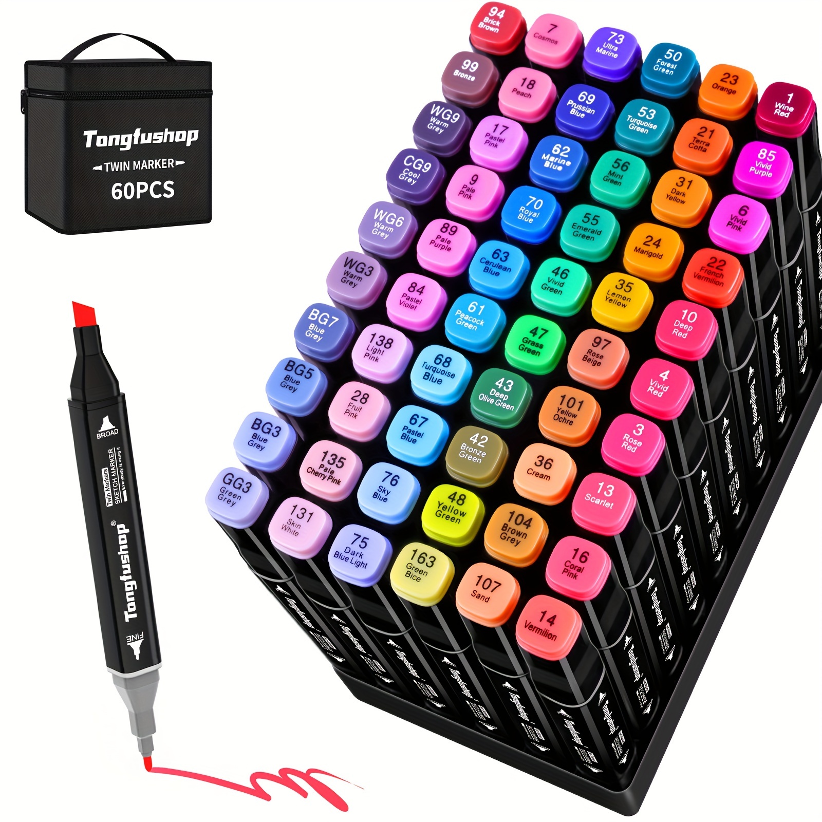 TEMU Tongfushop 40/60 Colors Alcoholmarkers, Art Markers For Art Beginner Coloring, Art Markers Set,