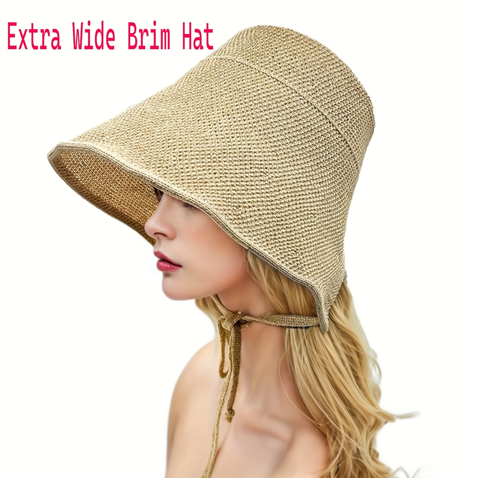 Vintage Beige Wide-Brim Sun Hat with Ties Boho Wide Brim Straw Sun Hat: Vintage Fringed Ribbon Tie - Etsy main image 4