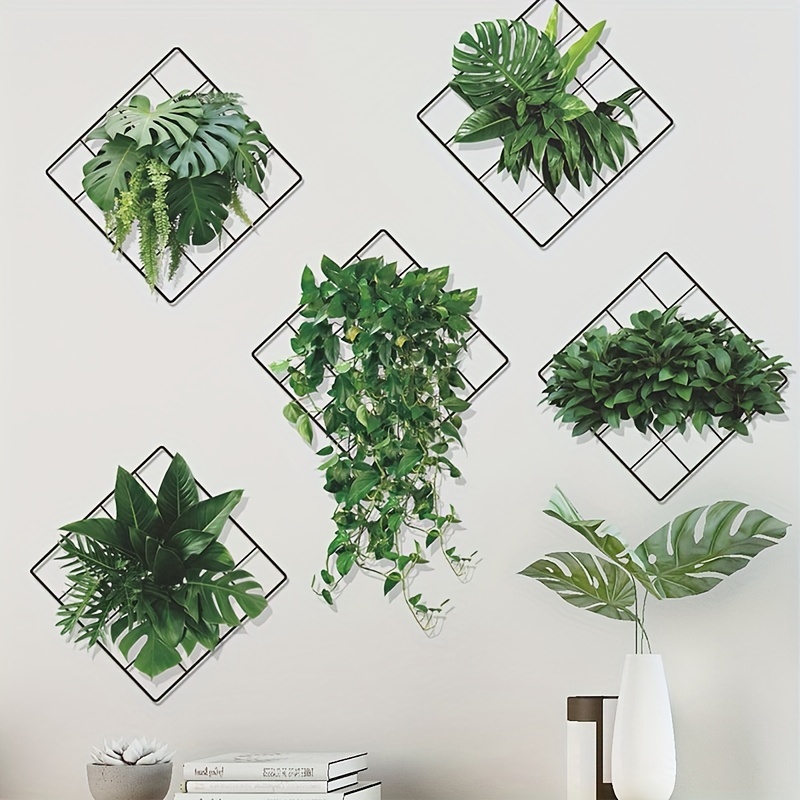 6pc simulated iron mesh pothos bedroom living room entrance dormitory home decoration wall stickers self adhesive wall decal aesthetic home decoration room decor beautify your home details 0