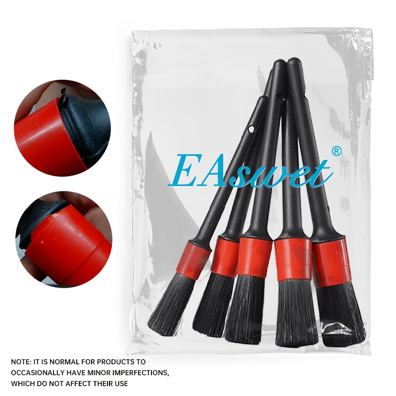 TEMU 5pcs Car Cleaning Brush Set, Detailing Brush Kit, Best Car Detailing Brush Kit - For Vents//wheels/interior/seats/interior/engine Cleaning
