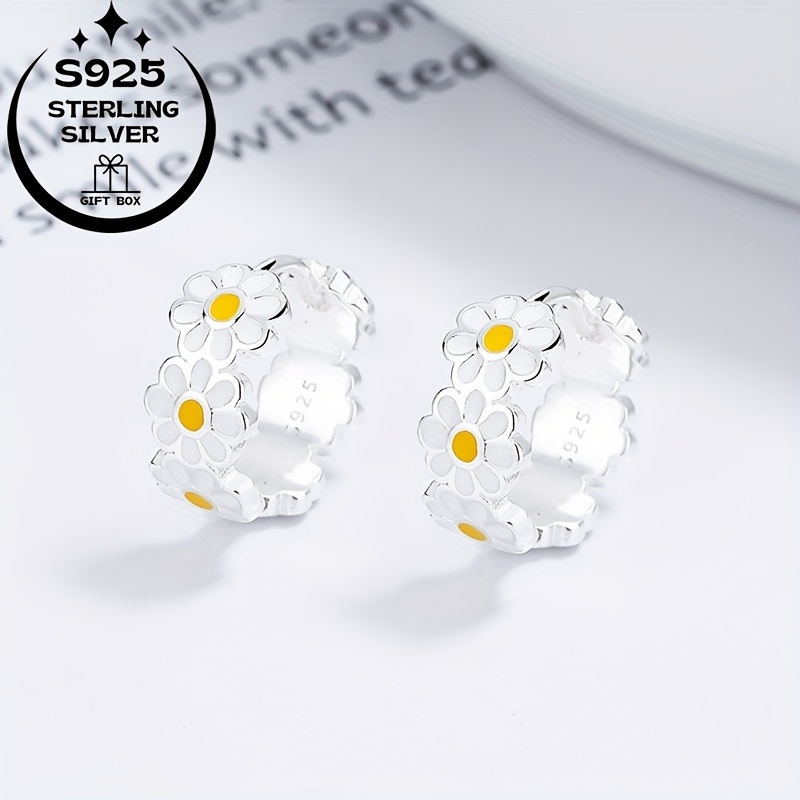 3pc 925 Silver Daisy Classic Set with Ring and Earrings