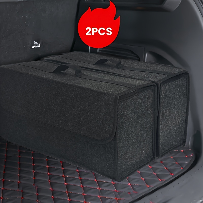TEMU 1/2pcs Car Trunk Organizer Storage Bag Felt Tool Pouch For Vehicle Rear Compartment