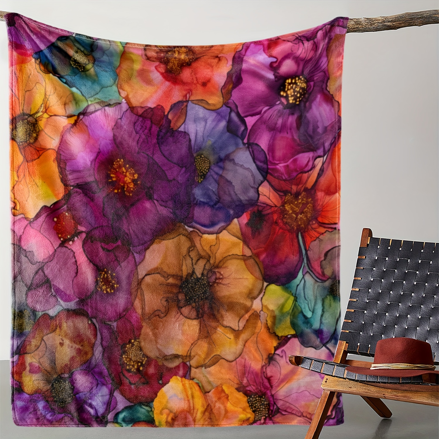 

Cozy Floral Flannel Throw Blanket - Soft, Warm & For Couch, Bed, Car, Office, Camping | Gift Idea