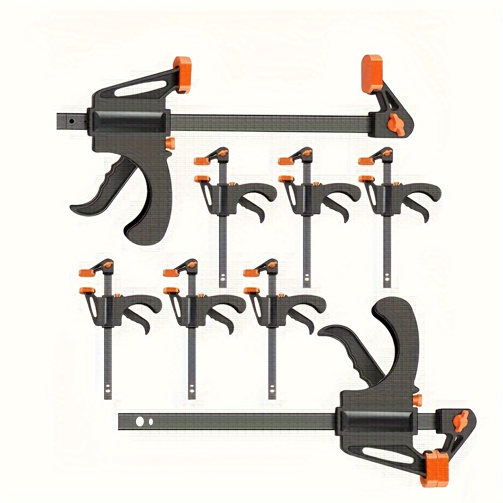 

5-piece Quick Release F Clamp Set - 4" Adjustable Ratchet Bar For Woodworking, Metal Construction, Pre-assembled Easy Grip Carpentry Hand Tools