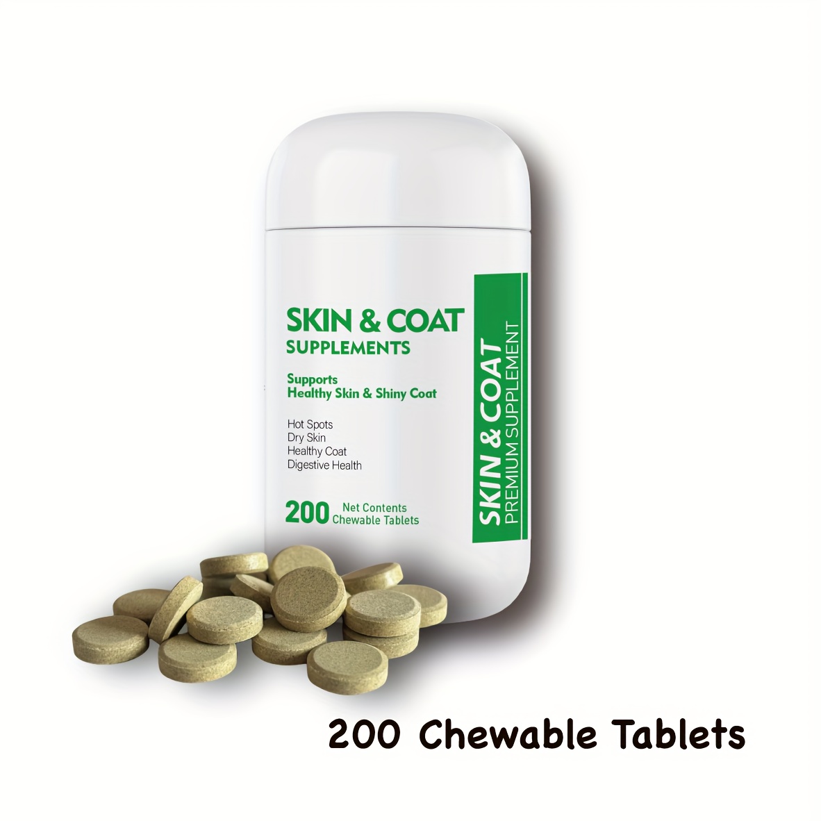 TEMU Itching Skin For Dogs, For Dogs, Supplement For Dogs With Nutritional Needs, Skin Coat, Shedding, Support Healthy Shiny Hair, 200 Tablets