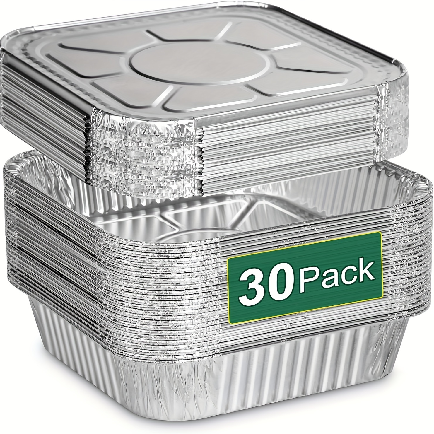 

8x8 Aluminum Pans (30pcs) 8 Inch Foil Pans - Cake Pans - Aluminum Square Pans With - Disposable Food Container - Great For Cake Baking, Cooking, Freezing, Prepping Food