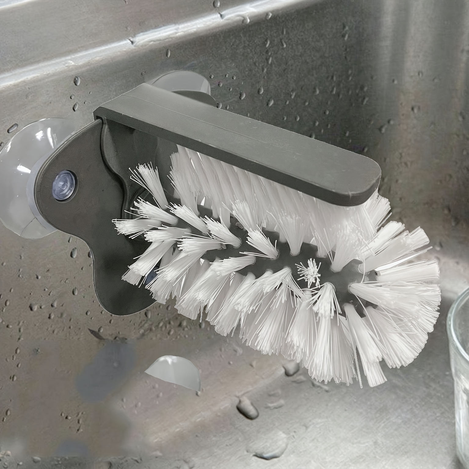 1pc, Cup Scrubber, Glass Cleaner, Bottles Brush, Sink Bottle Cleaning Brush, 2in Mug Cleaning Brush, Suction Cup Cleaning Brush, Kitchen Gadgets, Kitchen Accessories