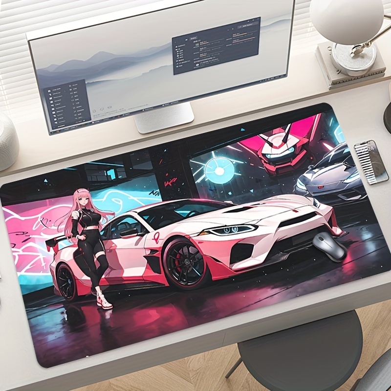 

Large Pink Sports Car Mouse Pad - Waterproof & Non-slip Rubber Desk Mat For Gaming, Office, And Study - Perfect Gift For Boyfriend/girlfriend