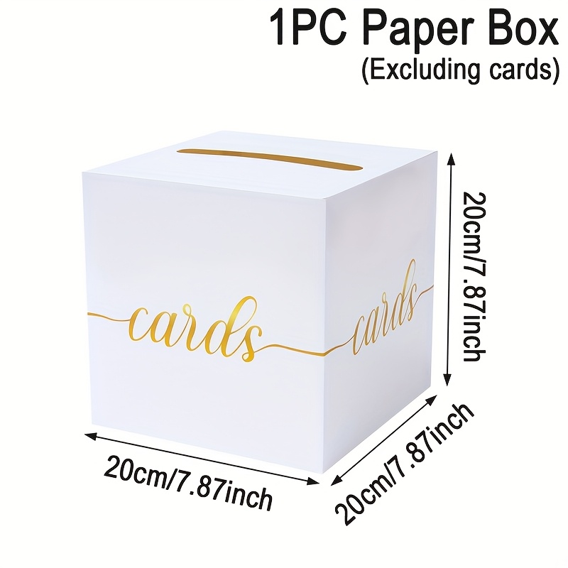 E-shop ., Weiße goldene Hochzeitskartenbox, 20 cm, Hochzeitsgeld-Umschlag-Kartenbox, Hochzeitsbraut-Partydekoration, Happy Birthday Party Zubehör,