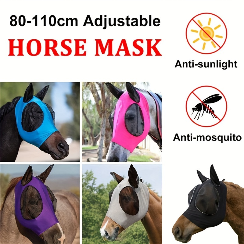 

Horse Fly Mask Breathable Elastic Horse Mask Horse Face Shield Horse Face Mosquito And Fly Mask Equestrian Products