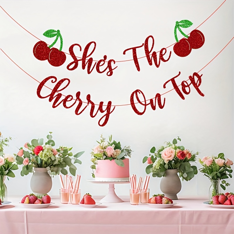Image of The Bridal Shower Banner, Cherry Theme Single Party Decorations, Cherry Birthday Party Engagement Party Bridal Shower Single Party Decorations