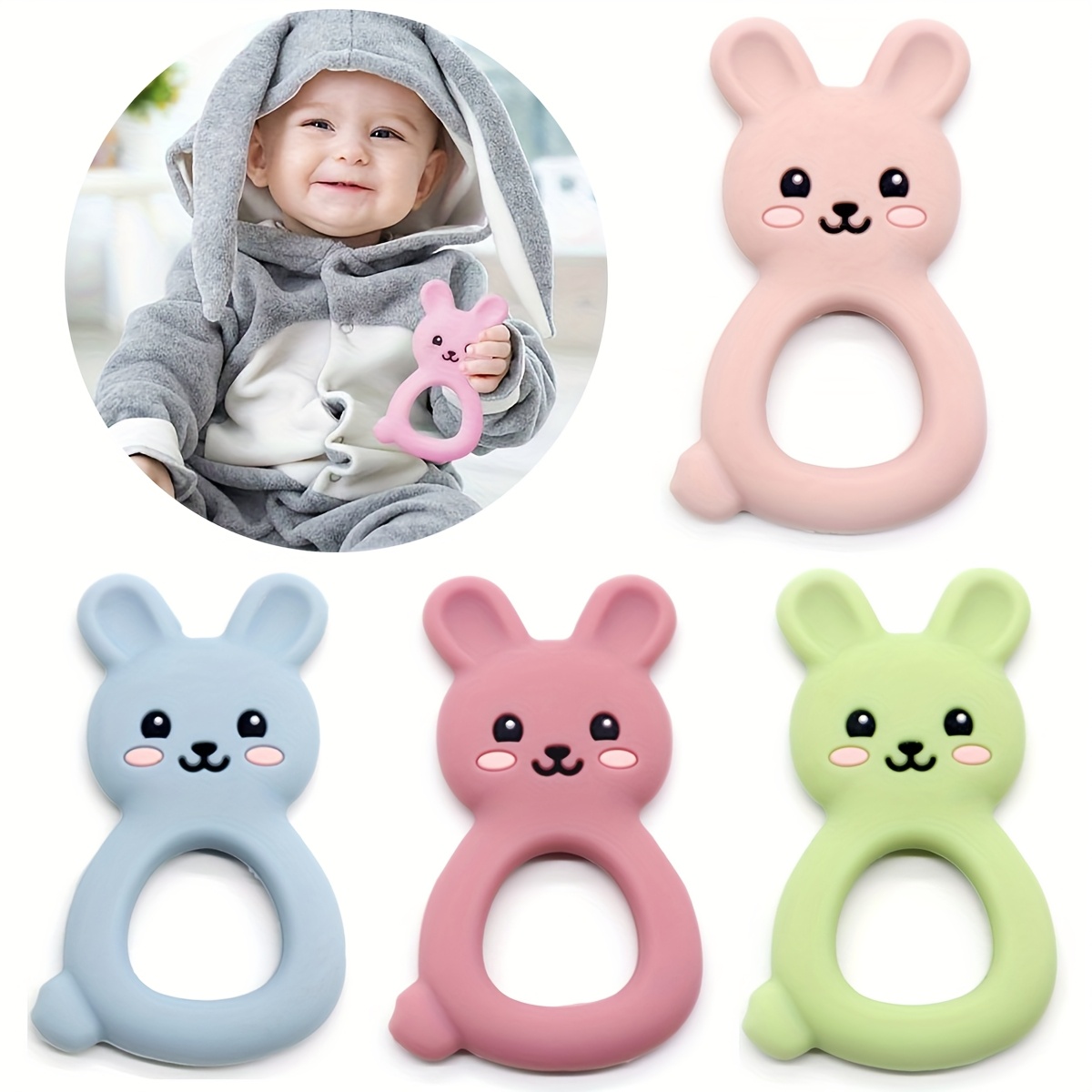Cute Bunny Silicone Teething Toys Soft, Flexible, Pastel Colors for  Infants, Ideal Easter, Christmas, New Year Gifts, Newborn Gifts Design