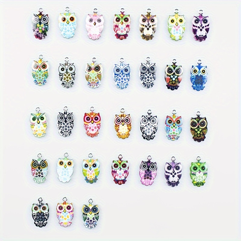 

62pcs Owl Pattern Drip Oil Alloy Pendants Necklace Bracelet Single Pendant Jewelry Diy Accessories