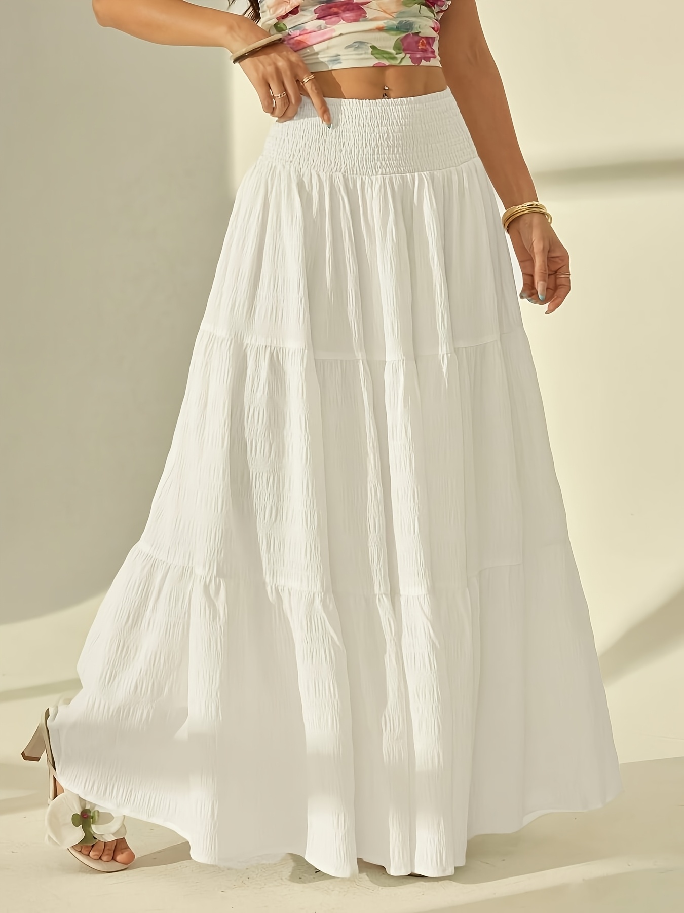 Womens Textured Fabric Maxi Dress A Line Hem Vacation Dress