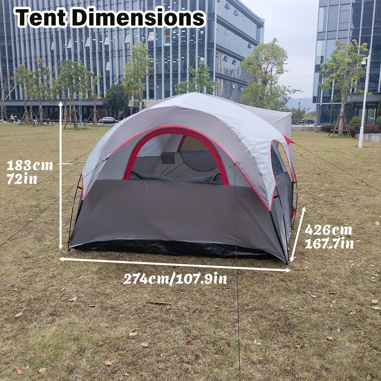 TEMU Familie Tunnel Tent voor 5-6 Kampeerders, 167.7X107.9X72In Ademende Insectenwerende Bovenkant, Snel Opzetbare Buitentent voor Wandelen Kamperen