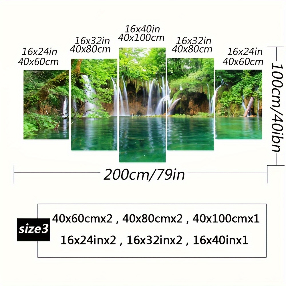 TEMU 5pcs Framed Clear Art Decor, Canvas Artwork Paintings, Landscape Print Poster, Natural Scenery Decorative Artwork, Modern Paintings, Room