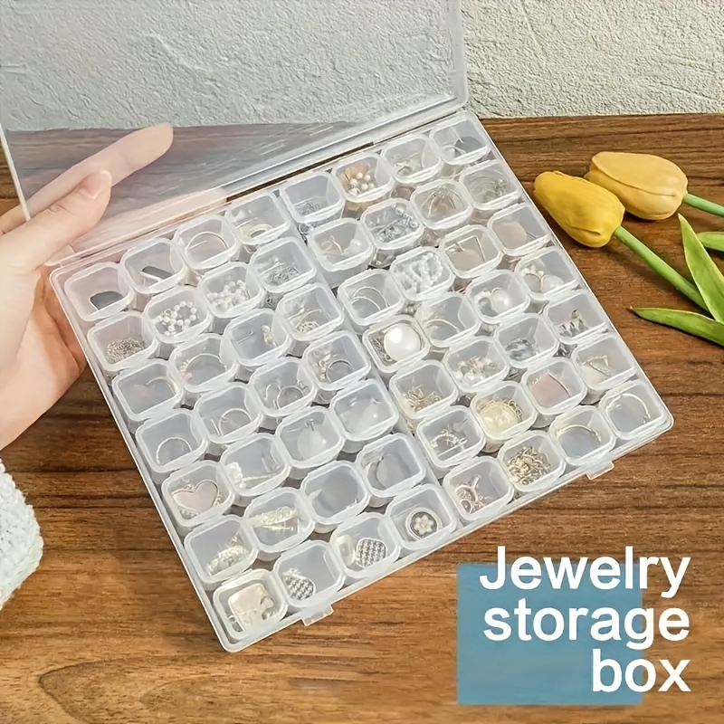 

1pc Plastic Storage Box With Multi-grids, Portable Dustproof Diy Diamond Painting Accessories Storage Basket For Hardware Tools, Household Storage Organizer For Travel, Desktop, Home, Dorm