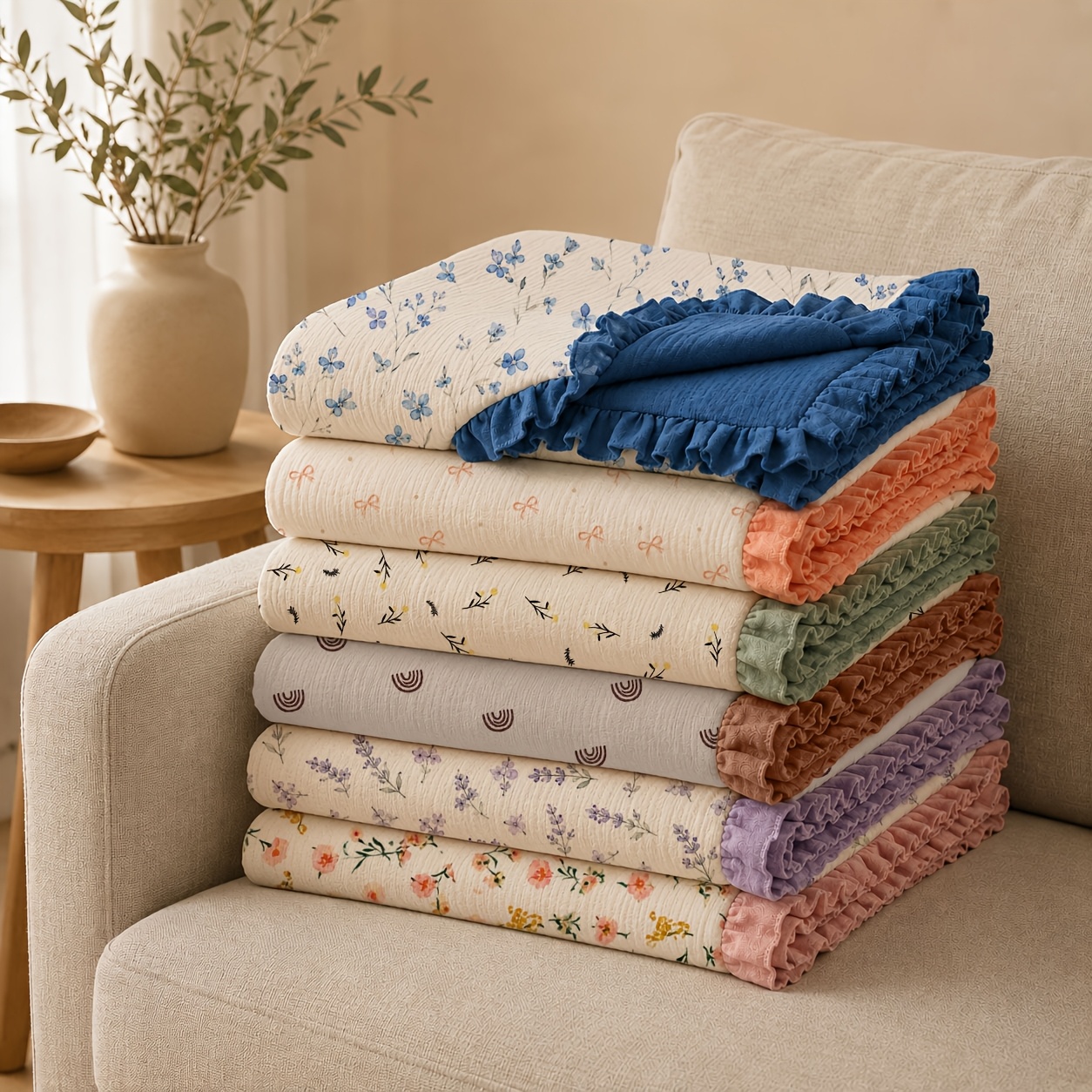 Ruffled Gauze Newborn Swaddle Wrap