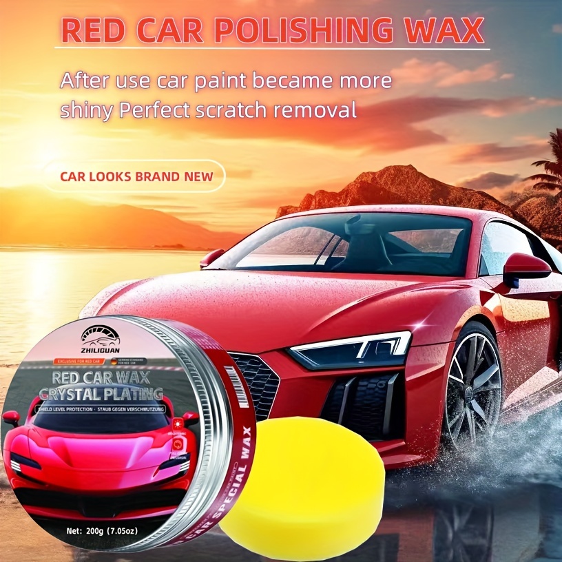 

Zhiliguan Red Car Wax Kit - 7.05oz With Sponge, Quick-act Decontamination & Scratch Protection, Uv Resistant Shine Restorer Perfect For All Vehicle Types - Easy Application At Home