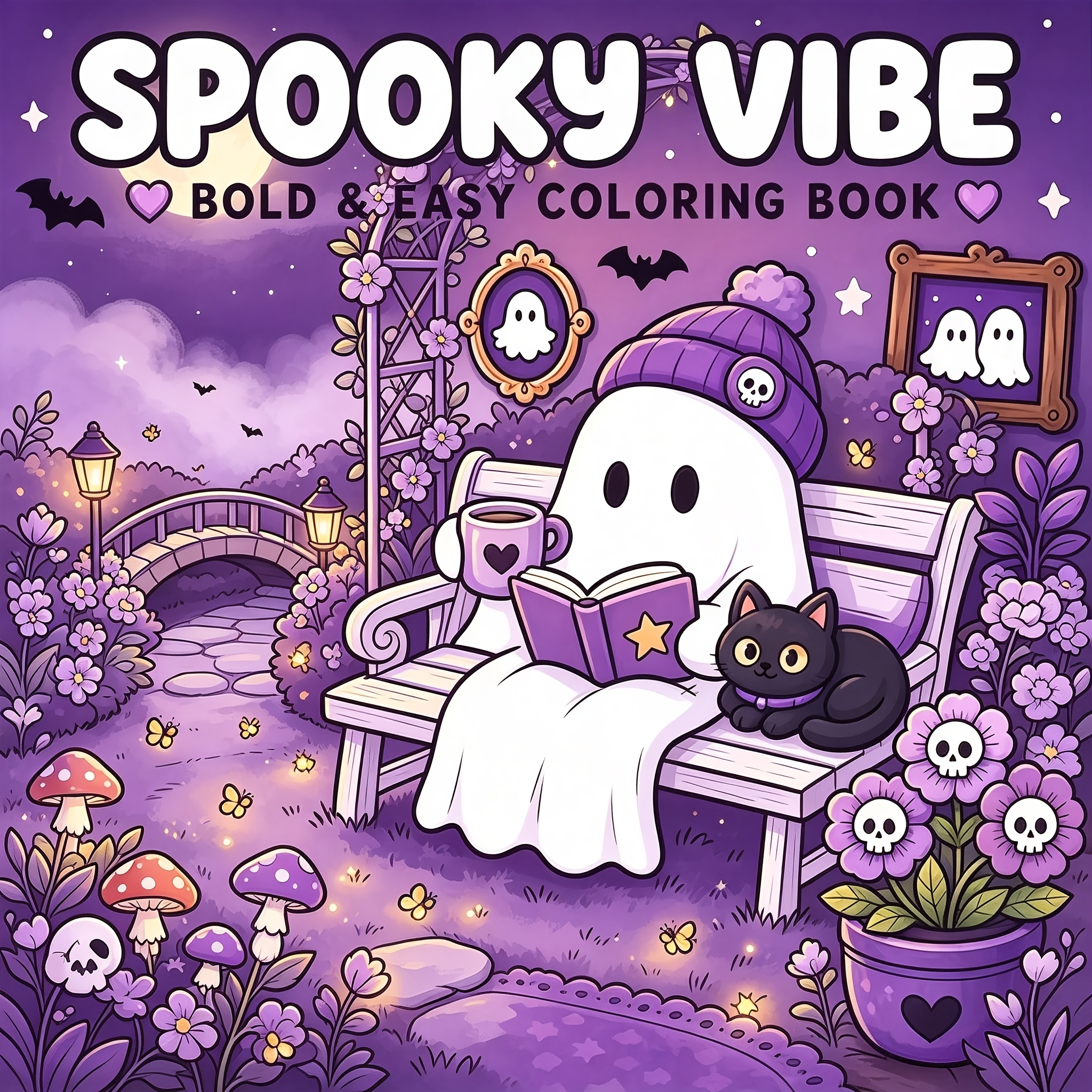 TEMU 1pc Cozy Halloween Coloring Book, 24 Pages Single-sided Design, Featuring Cozy Halloween Scenes, Soft Autumn Atmosphere And Cute , , Stress