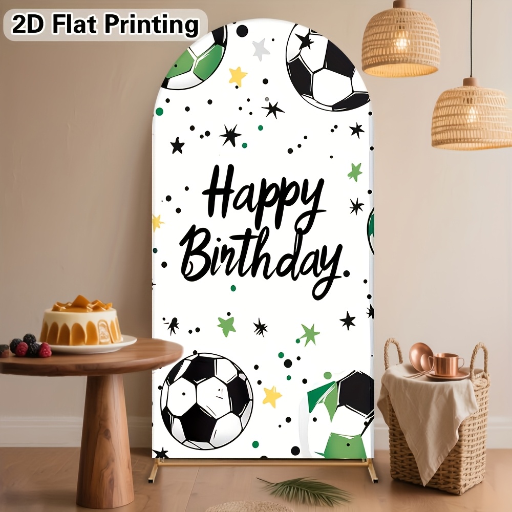 TEMU Soccer Event 2026 - 1pc Banner Football-themed Birthday Arch Backdrop With Soccer Player Names & Numbers - Reusable, Printing Decor Suitable For