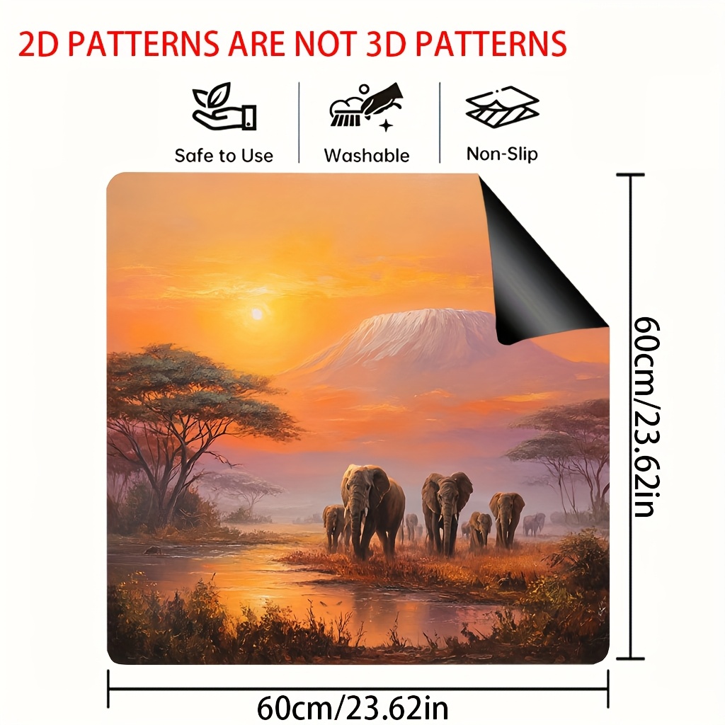 TEMU 1pc, 2d Flat, Elephant Stove Top Protector Mat, Coffee Machine Mat,suitable For Any Kitchen Stove Protection, Stove Top Protectors, Decorative