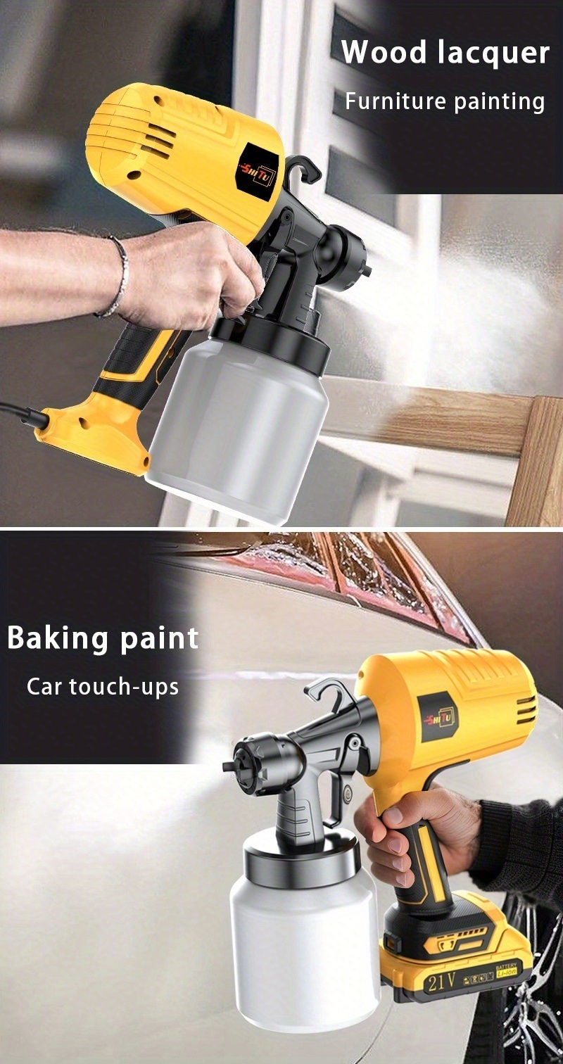 2025 Nieuw Model Verfspuitpistool - Accu-aangedreven Hogedrukspuit met Makkelijk Schoonmaaksysteem, voor Binnen- en Buitenmuren & Houten Oppervlakken, DIY Verfproject (Accu-aangedreven, Geen Compressor Nodig) - Kerstcadeau