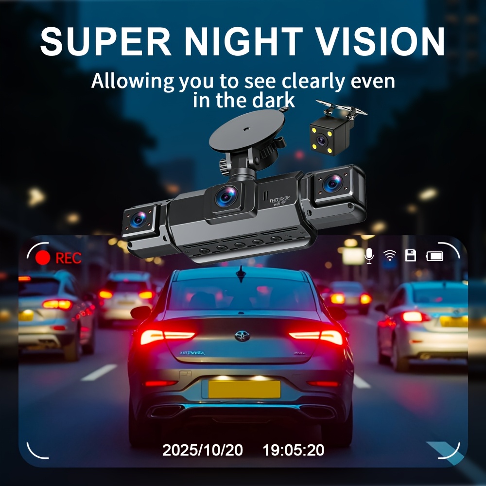 [FOXGOD] High-quality Vehicle Black Box with 5G Wifi, 4 Cahnnels& 2 Cahnnels FHD 1080P Dash Cam, 8 IR Lights, WDR, Car Driving Recorder with Multi-functional Rear Camera, Parking Monitor, G-sensor, Loop Recording, No Card/32g Card Optional