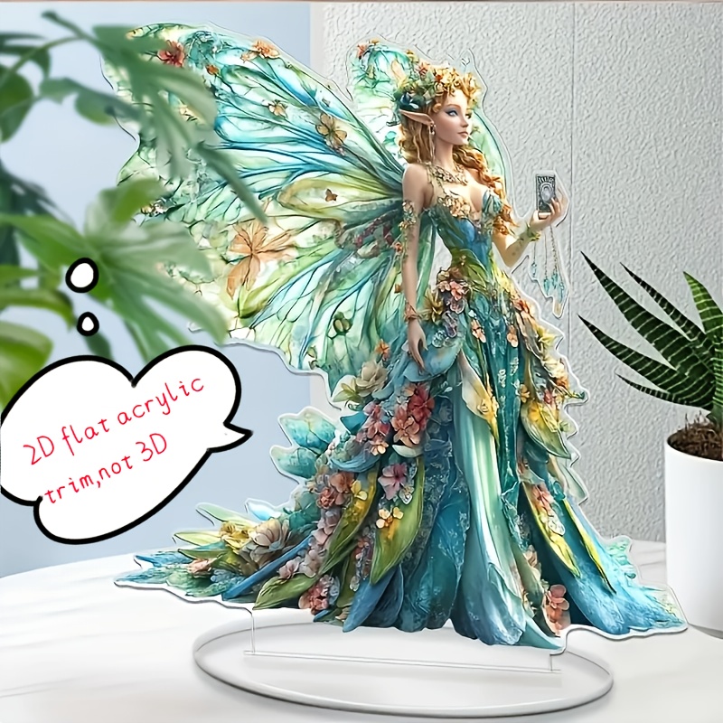 

A 2d Flat Acrylic Flower Fairy Table Sign In Bohemian Style, A Creative Desktop Decoration Suitable For Home And Café Office Decor, A For Displaying In Rooms, Bedrooms, And On Coffee Tables.