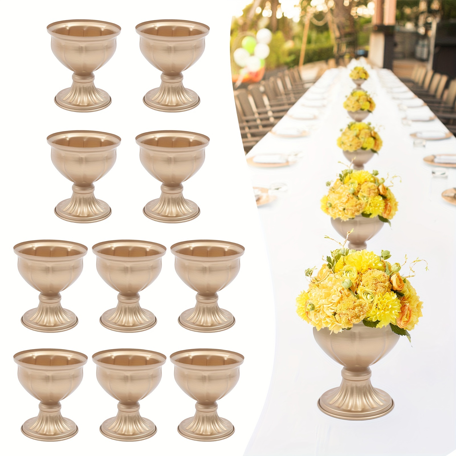 Gold Flowers Vases Centrepieces Wedding Table Centerpiece - Temu