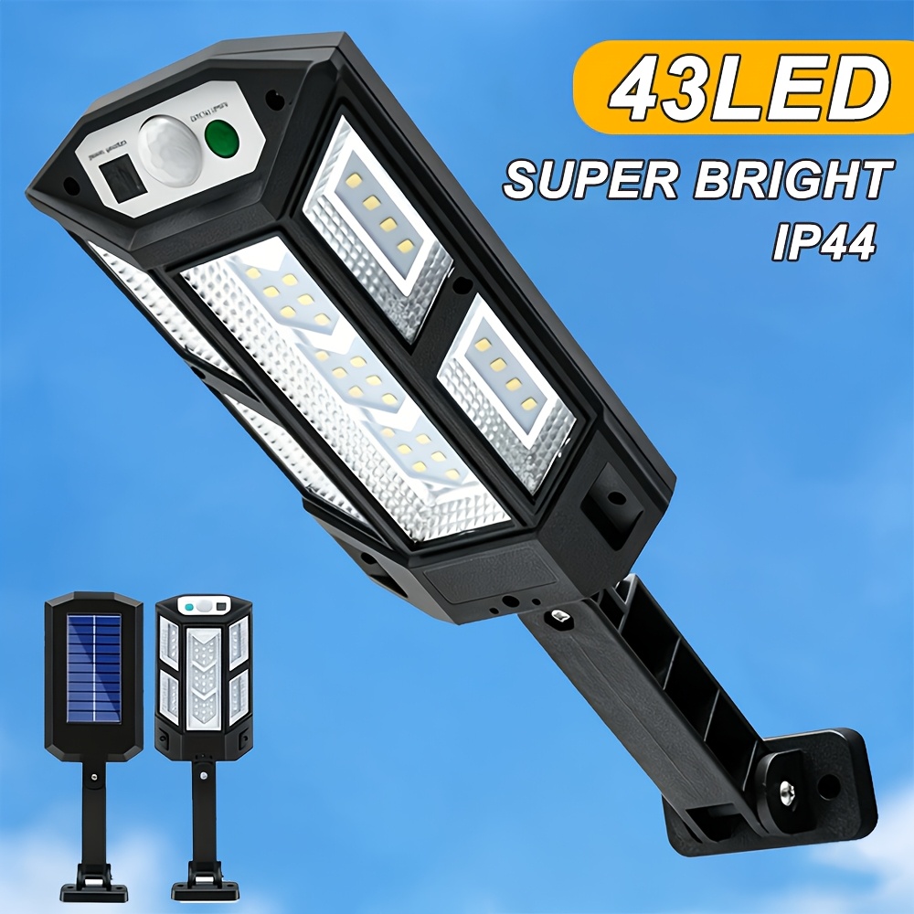 TEMU 43 Led Solar Outdoor Light, Ip44 Motion Sensor Solar Street Light, Dusk-to-dawn Solar Wall Light, Suitable For Gardens, Patios, Courtyards,