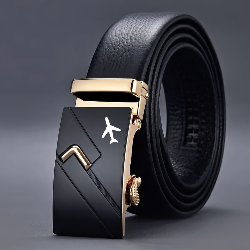 Men's Airplane Pattern Automatic Buckle Belt