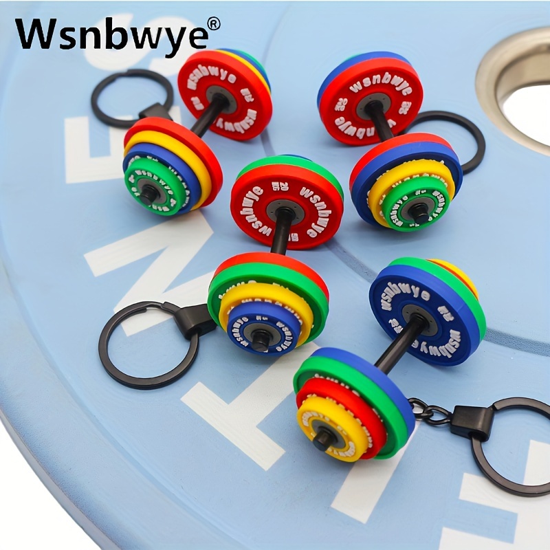 Wsnbwye Sporty Rubber Barbell Keychain - Unisex Colorful Dumbbell Keyring, PVC Material, Non-Plated, PU Coated, Non-Braided, Creative Fitness Accessory, Cartoon Decorative Charm for Gifting details 3