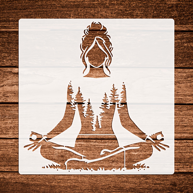 TEMU 1pc Theme Painting Template, 10 X 10 Inch Bun Yoga Woman Painting Template, Reusable For Frames/art Crafts/mural Creation/wall Decoration/home
