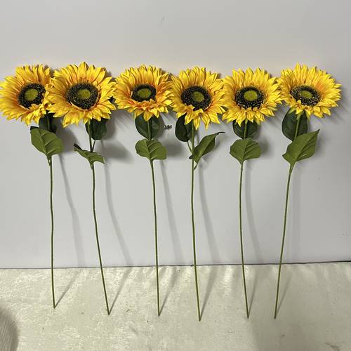 6 stems artificial sunflowers fabric petals leaves suitable for vase decoration 69cm long stems 15cm diameter flower heads living room vase sunflower restaurant decor sunflower high rated artificial sunflower