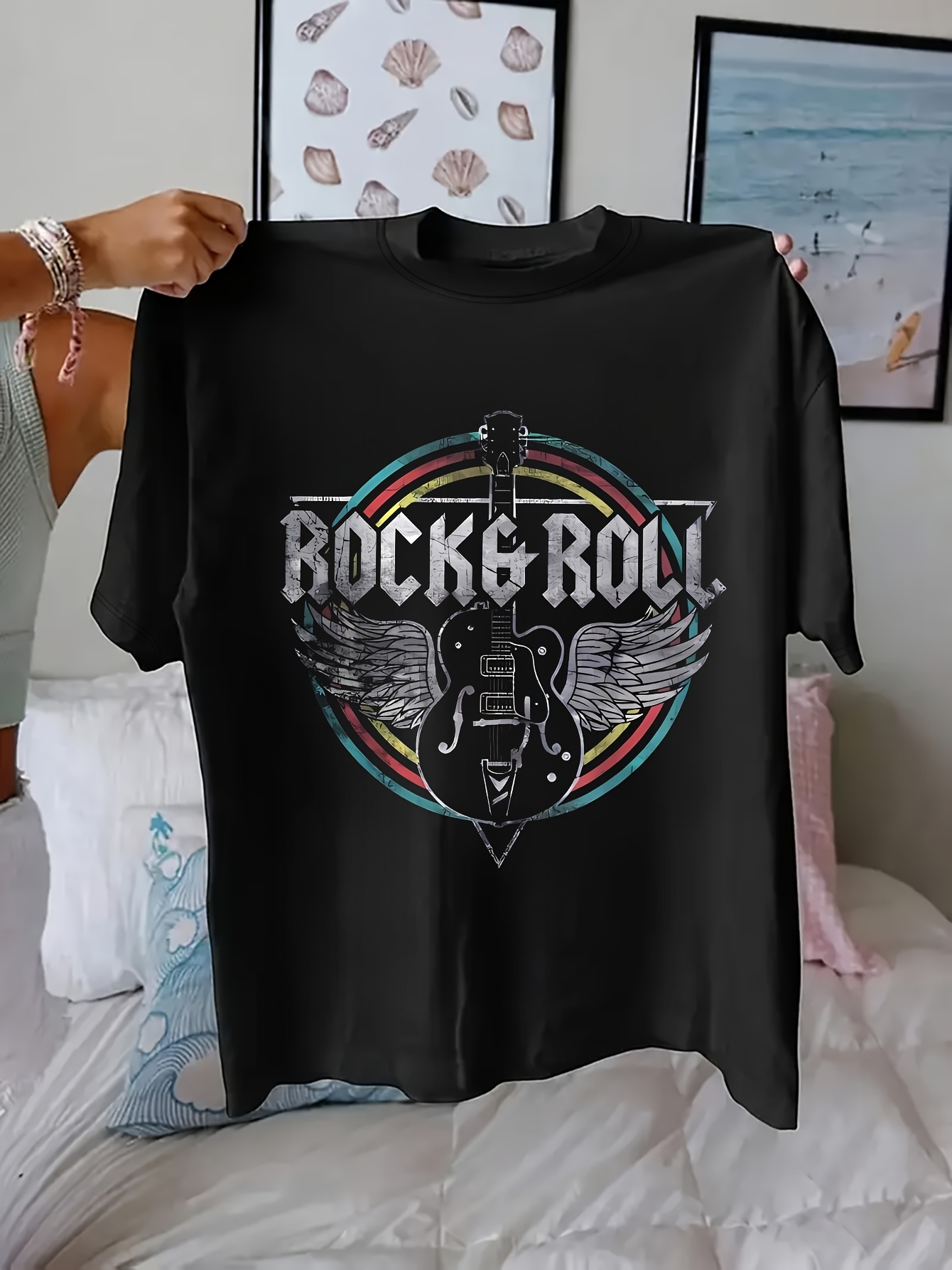 camiseta gráfica vintage rock roll mujer estampado - Temu Ecuador, image size:800x1067