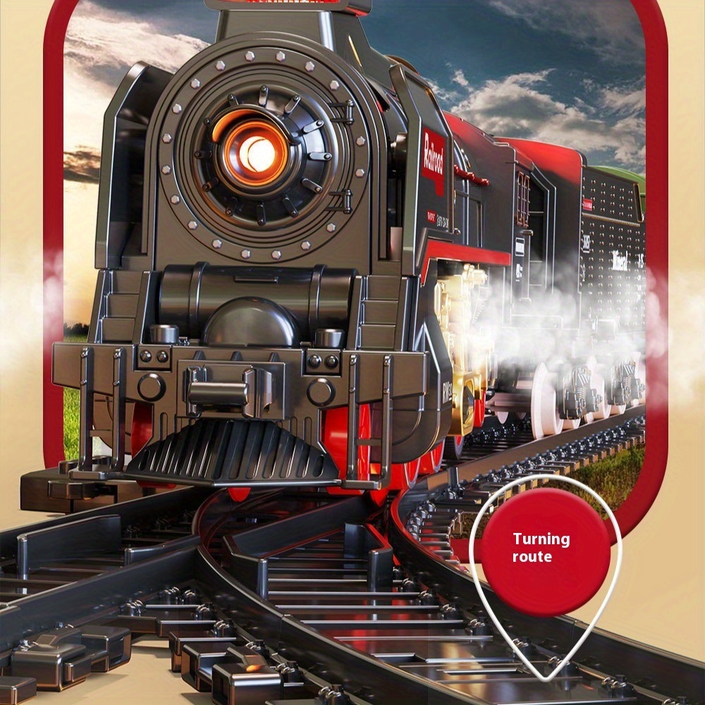 Electric Train Set for Kids Ages 3+ Real Smoke LED Lights Train Sounds Interactive Bridge Track Long-Lasting Battery Parent-Child Play Collectible Toys Christmas Birthday Gifts for Boys Girls