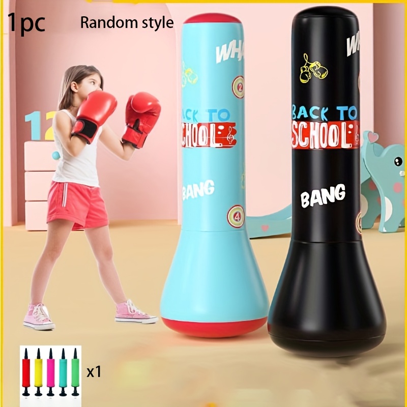 1pc inflatable punching bag with sturdy base heavy duty training equipment adjustable height stand for home gym boxing martial arts practice portable air filled bag blue black