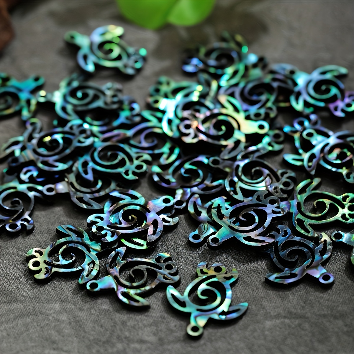 

Natural Abalone Sticker Board Material Turtle Shape Ornament, Used For Jewelry Making, 10pcs Set Accessories